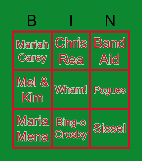 Julelåt-bingo 2022 Bingo Card