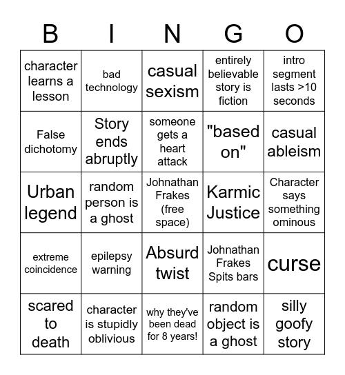 Beyond Belief bingo Card