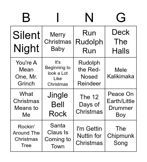 WD Plans Holiday Event Bingo Card