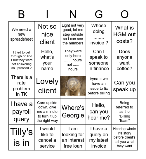 Work/Payment Bingo Fun 2023 Bingo Card