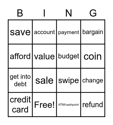 spending and saving money Bingo Card