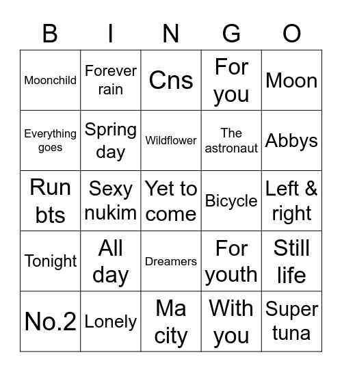 miniminizzLover 🐸💗 Bingo Card