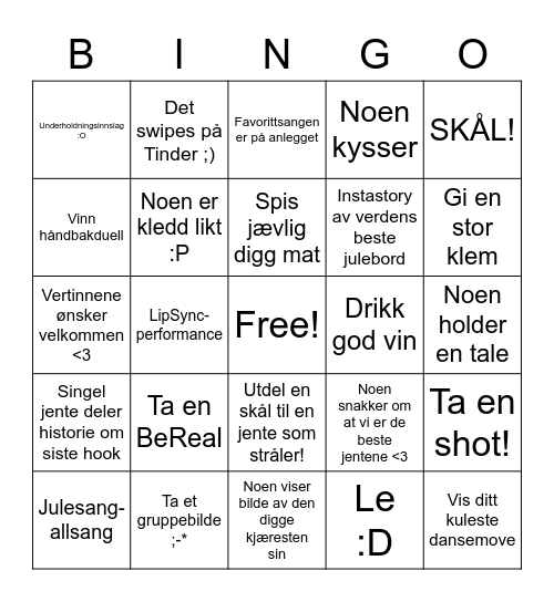 VERDENS BESTE JULEBORDBINGO Card