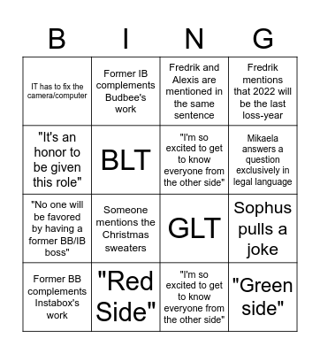 Town-hall Bingo Card