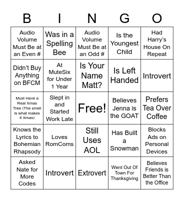 MuteSix Bingo Card