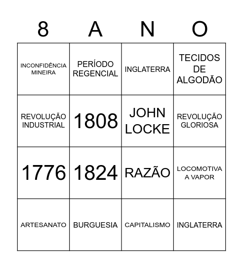 REVISÃO DE HISTÓRIA Bingo Card