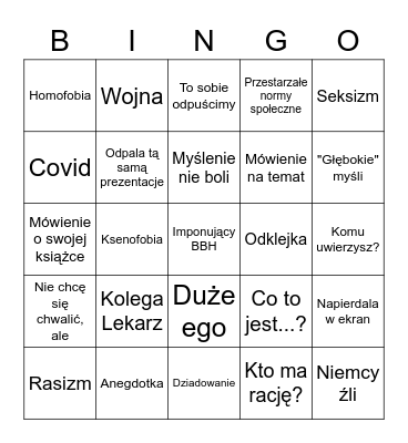 Śnihur Bingo Card