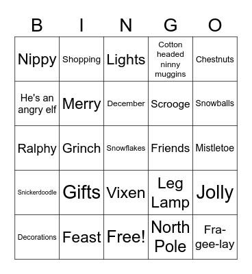 1st JSOAC Christmas Party Bingo Card