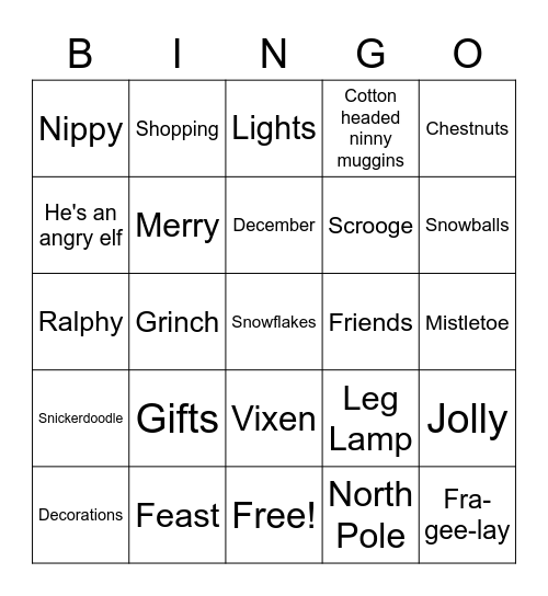 1st JSOAC Christmas Party Bingo Card