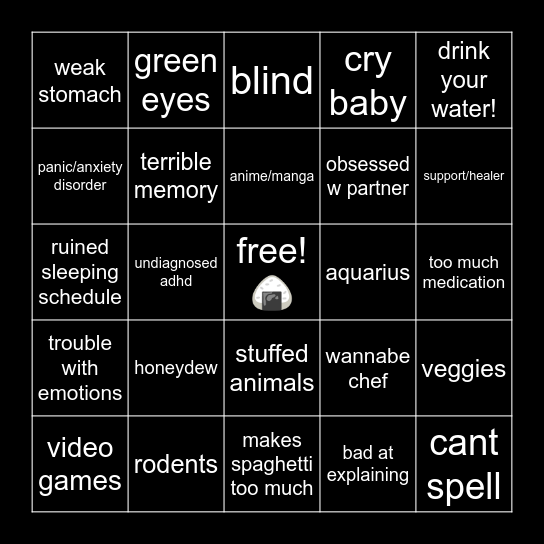 mizu bingo! Bingo Card