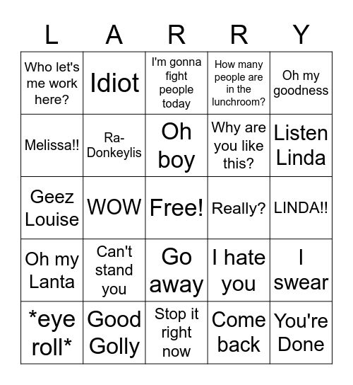 Merry Larry Bingo Card