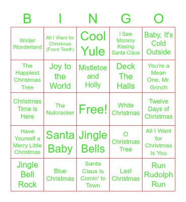 Christmas Music Bingo Card