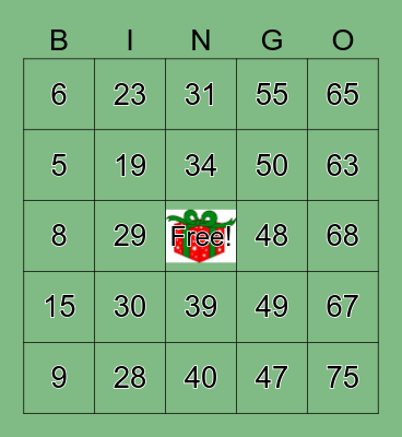 Holiday Bingo Card