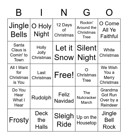 Holiday Bingo Card