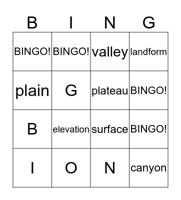 Unit 3 vocabulary words Bingo Card