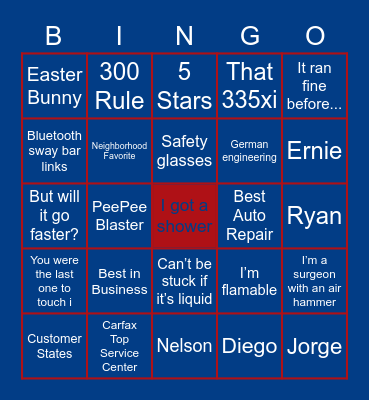 Airpark Auto Pros Bingo Card