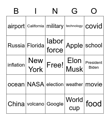 CNN10 Bingo Card