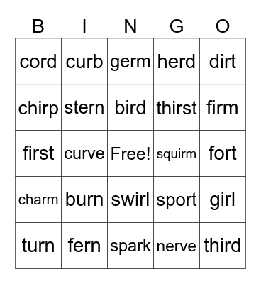 r controlled Bingo Card