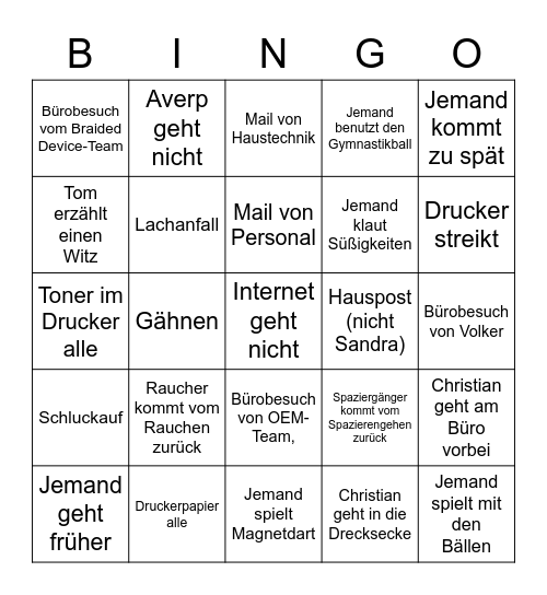 TDM Büro Bingo Card