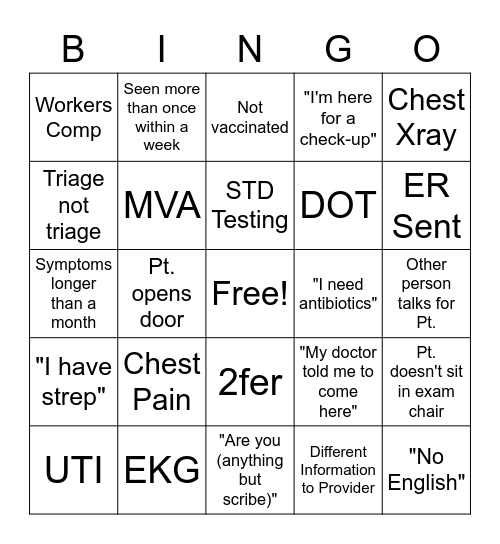 Scribe Bingo Yonkers Bingo Card