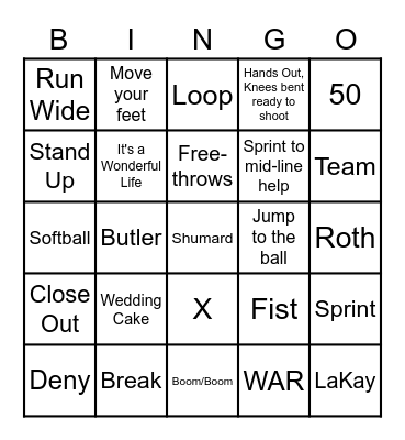 Lady Panther Basketball Bingo Card