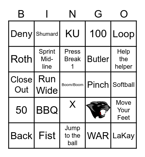 Lady Panther Basketball Bingo Card