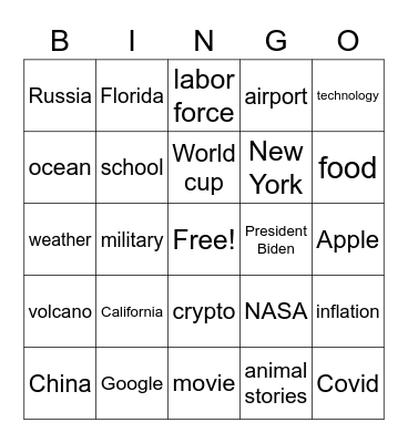 CNN10 Bingo Card