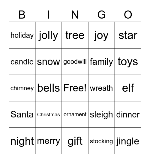 Christmas fun Bingo Card
