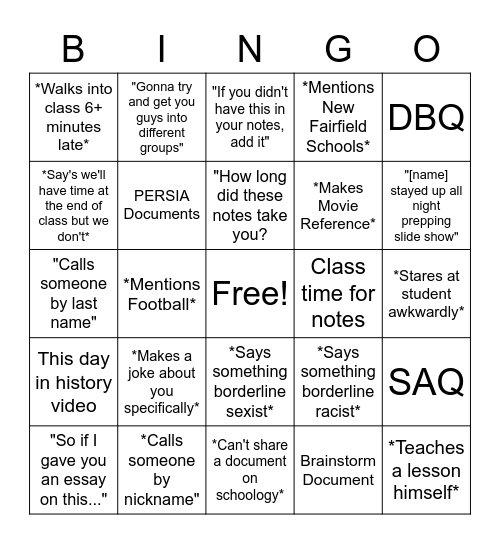 Donny P BINGO Card