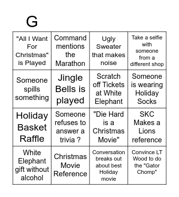 Base E-City Holiday Party 2022 Bingo Card