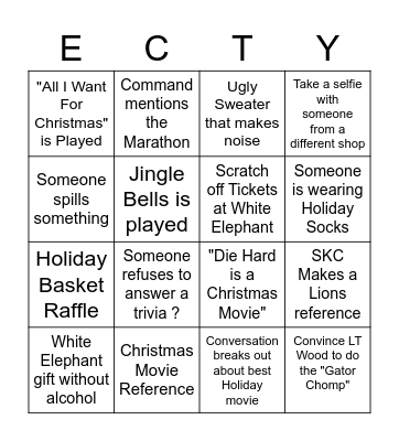 Base E-City Holiday Party 2022 Bingo Card