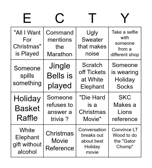 Base E-City Holiday Party 2022 Bingo Card