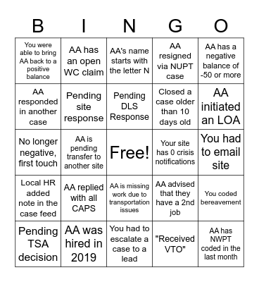 Untitled Bingo Card