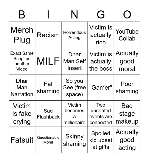 Dhar Man Bingo Card