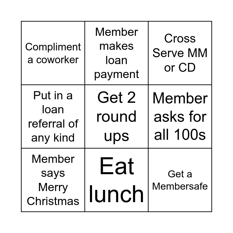 RBFCU BINGO Card