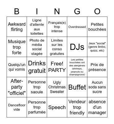 Party OP Bingo Card