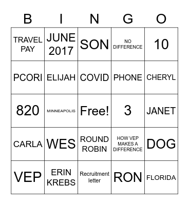 VOICE VEP BINGO Card