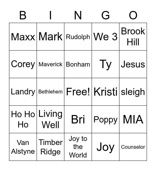 Christmas 2022 Bingo Card