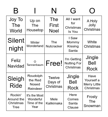 Christmas Song Bingo Card