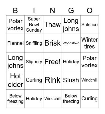 Winter bingo Card