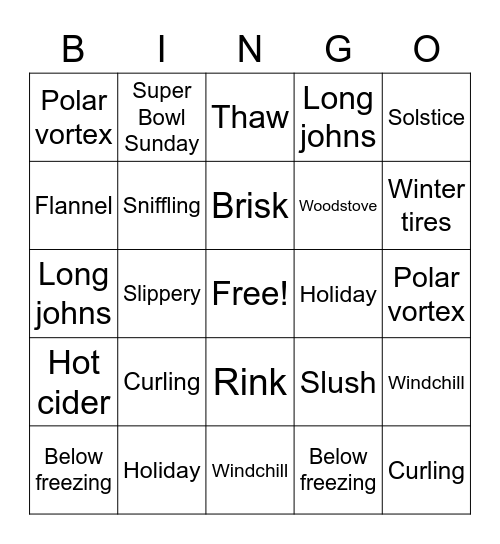 Winter bingo Card