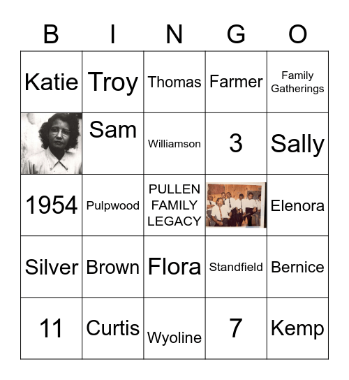 PULLEN FAMILY Bingo Card