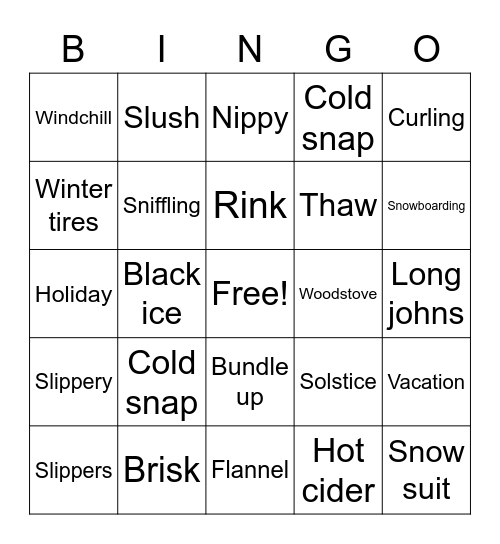 Winter Bingo Card