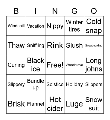 Holiday winter bingo Card