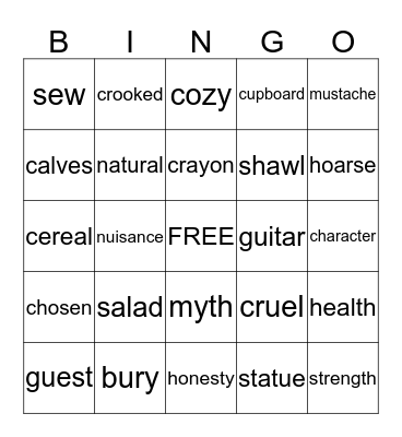 Tricky Words 2 Bingo Card
