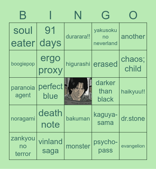 my fav anime Bingo Card