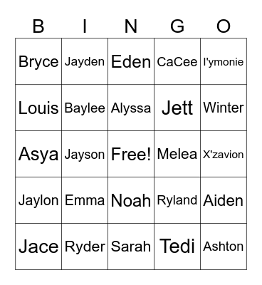 Classroom Bingo Card