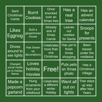 Holiday Bingo Card