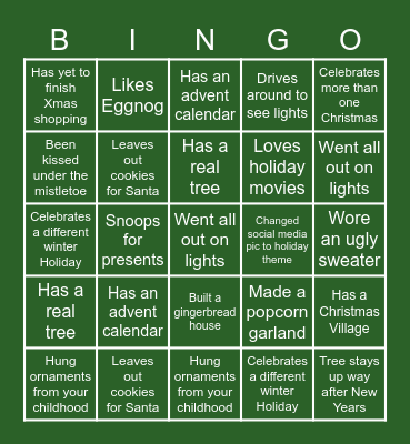 Spokane Team Holiday Bingo Card