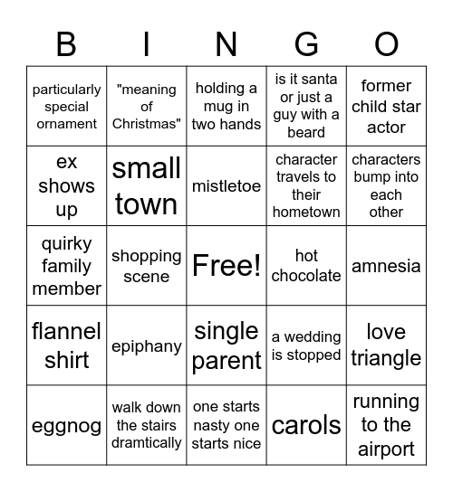 Christmas Movie Bingo Card